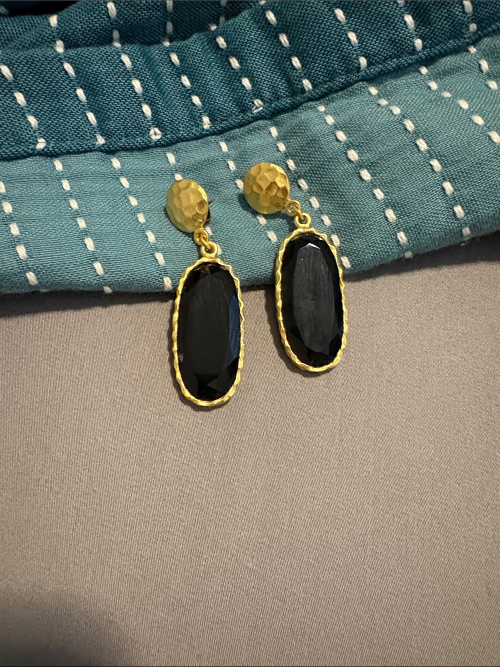 Gold Drop Earrings with Black Onyx  (discontinued)